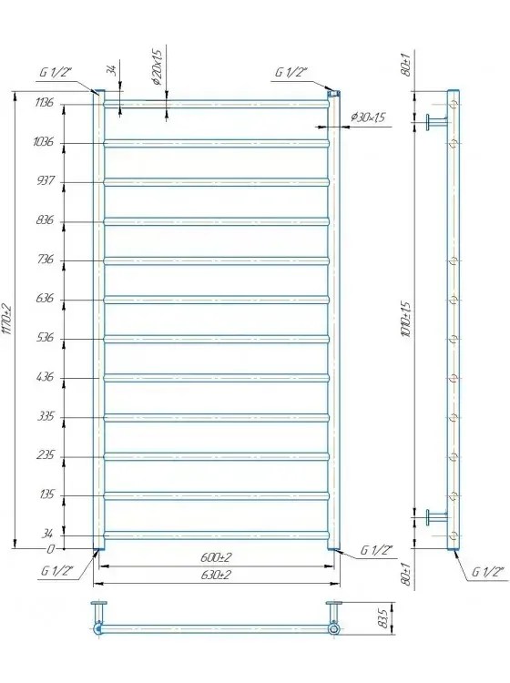 Radiator Mario INOX Flat 1170х630/600