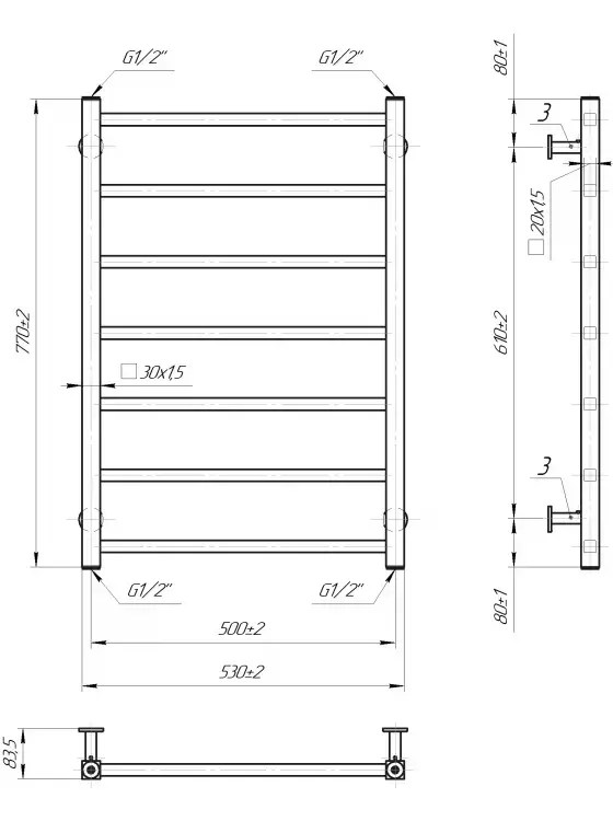 Radiator Mario INOX Tokyo 770x530/500