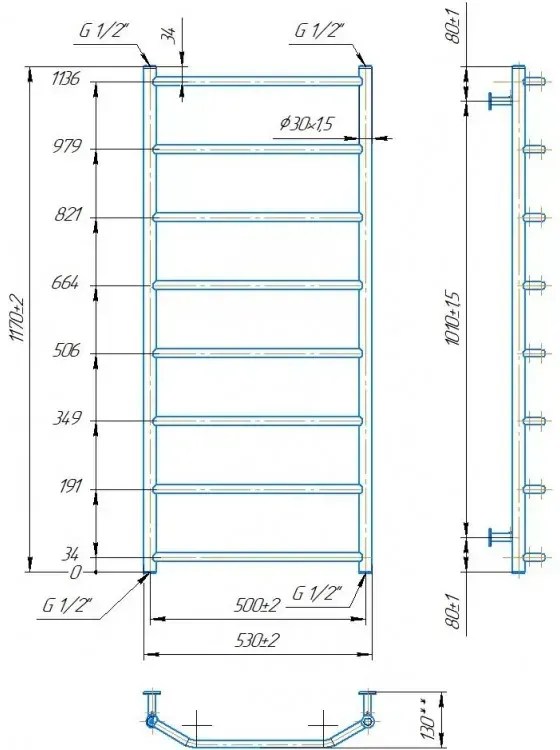 Radiator Mario INOX Trapeze 1170х530/500