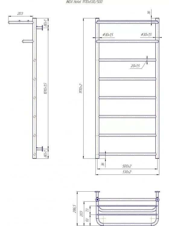 Radiator Mario INOX Hotel 1170х530/500