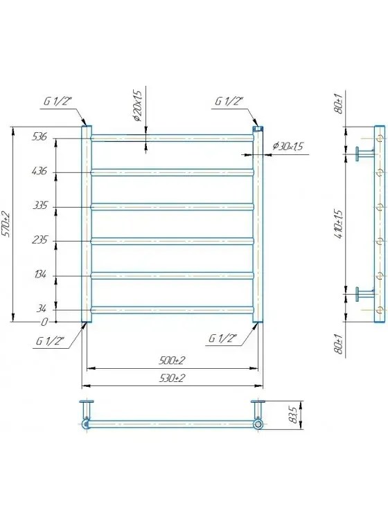Radiator Mario INOX Flat  570х530/500