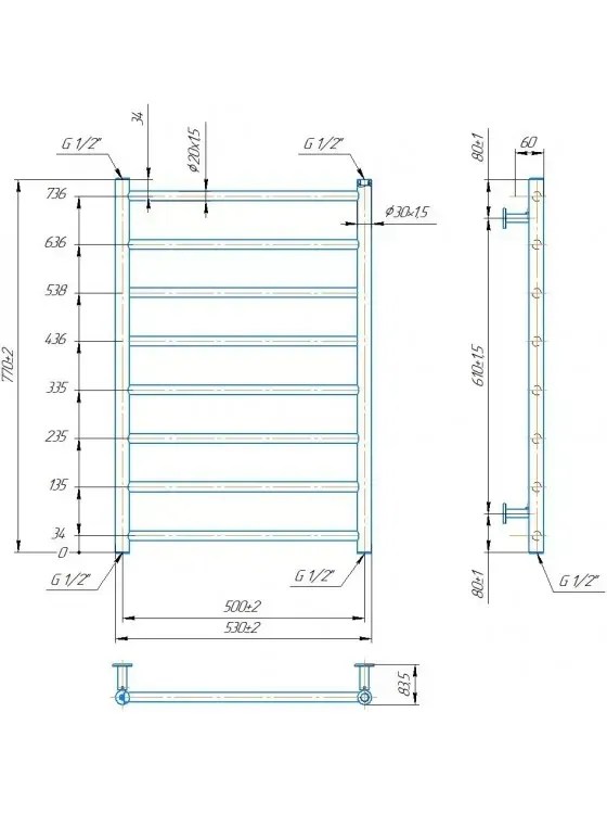 Radiator Mario INOX Flat  770х530/500