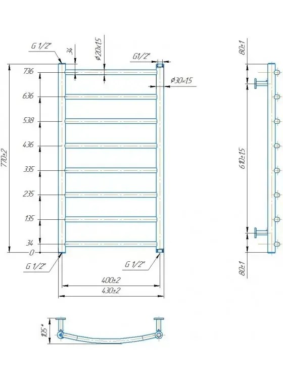 Radiator Mario INOX Classic  770х430/400