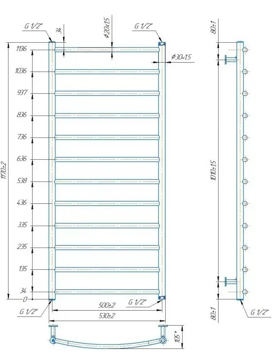 Radiator Mario INOX Classic 1170х530/500