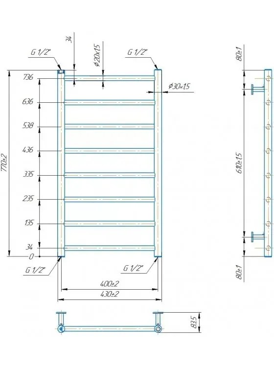 Radiator Mario INOX Flat  770х430/400
