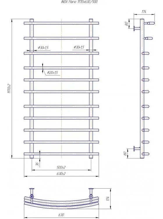 Radiator Mario INOX Mario 1170х630/500