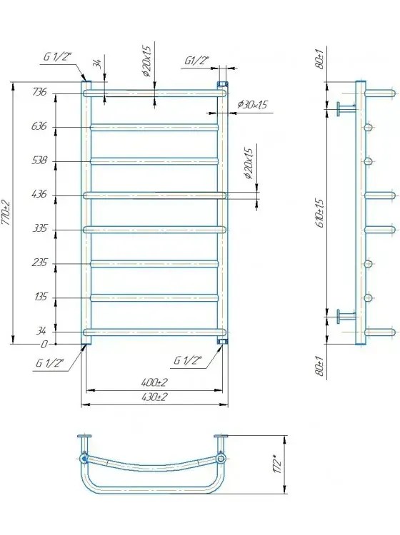 Radiator Mario INOX Lux  770х430/400