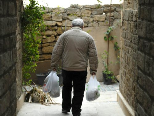 man plastic bags
