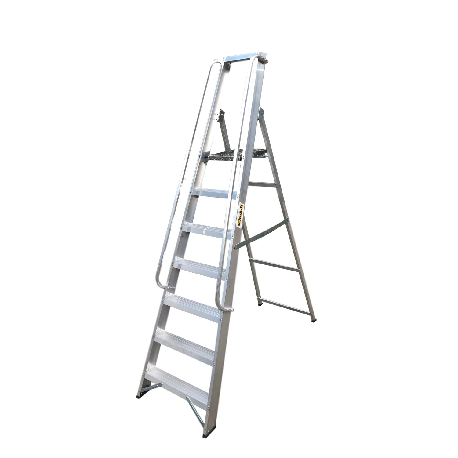 Climb It Aluminium Trade Swingback Stepladder with Handrails Tool Tray