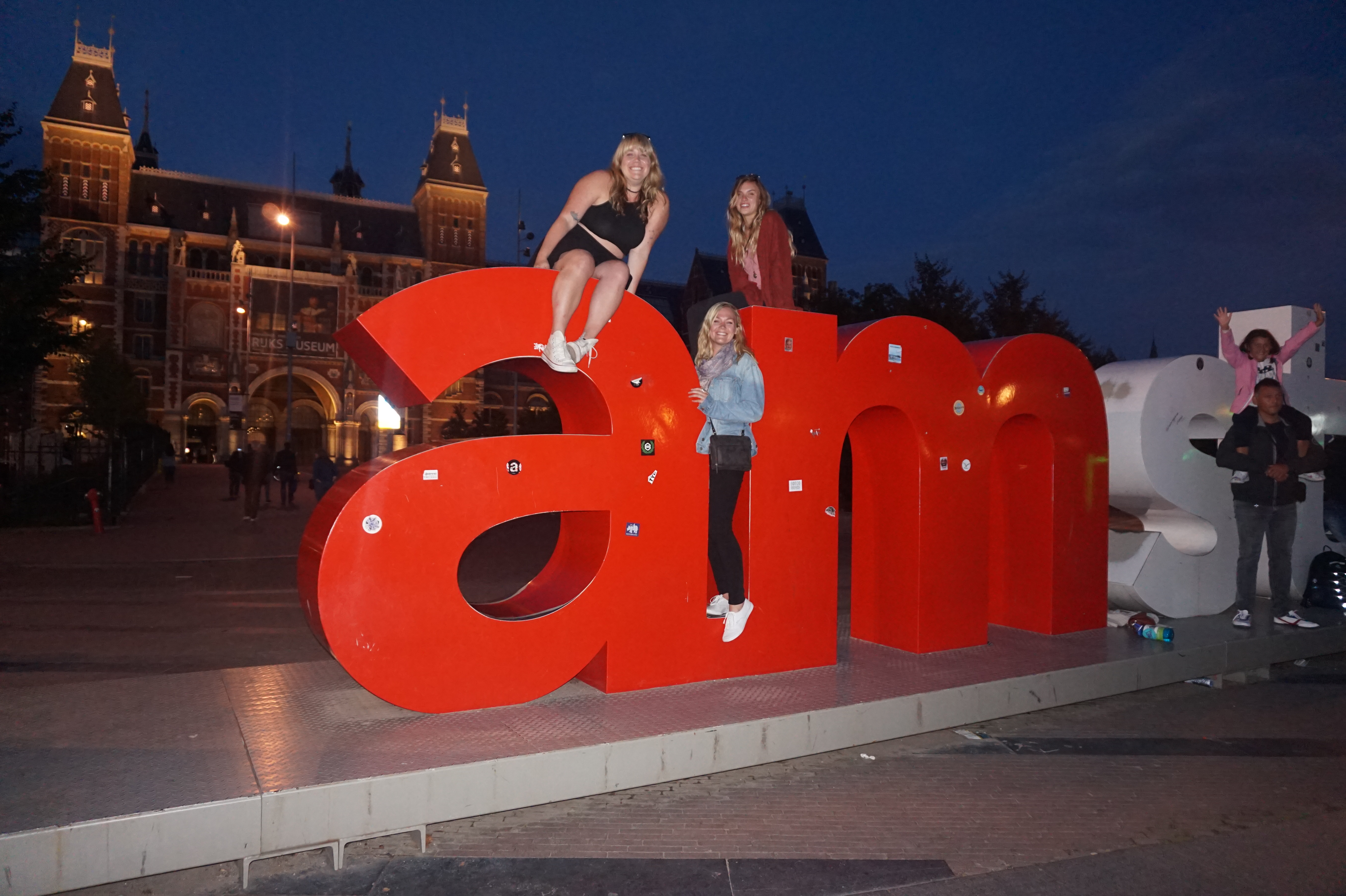 Chelsea, Bridget, and I on the iamsterdam sign