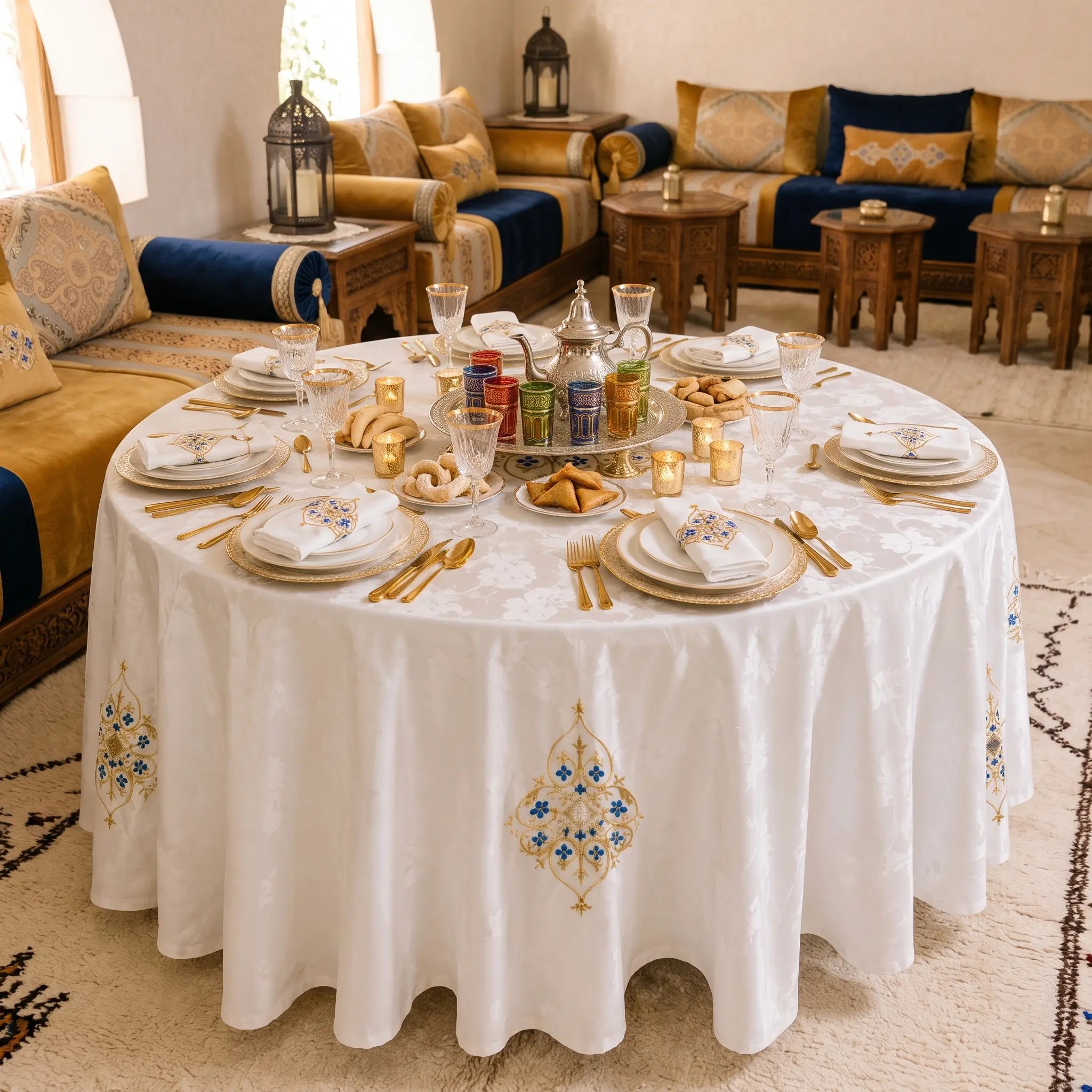 Nappe brodée Prestige +6 serviettes
