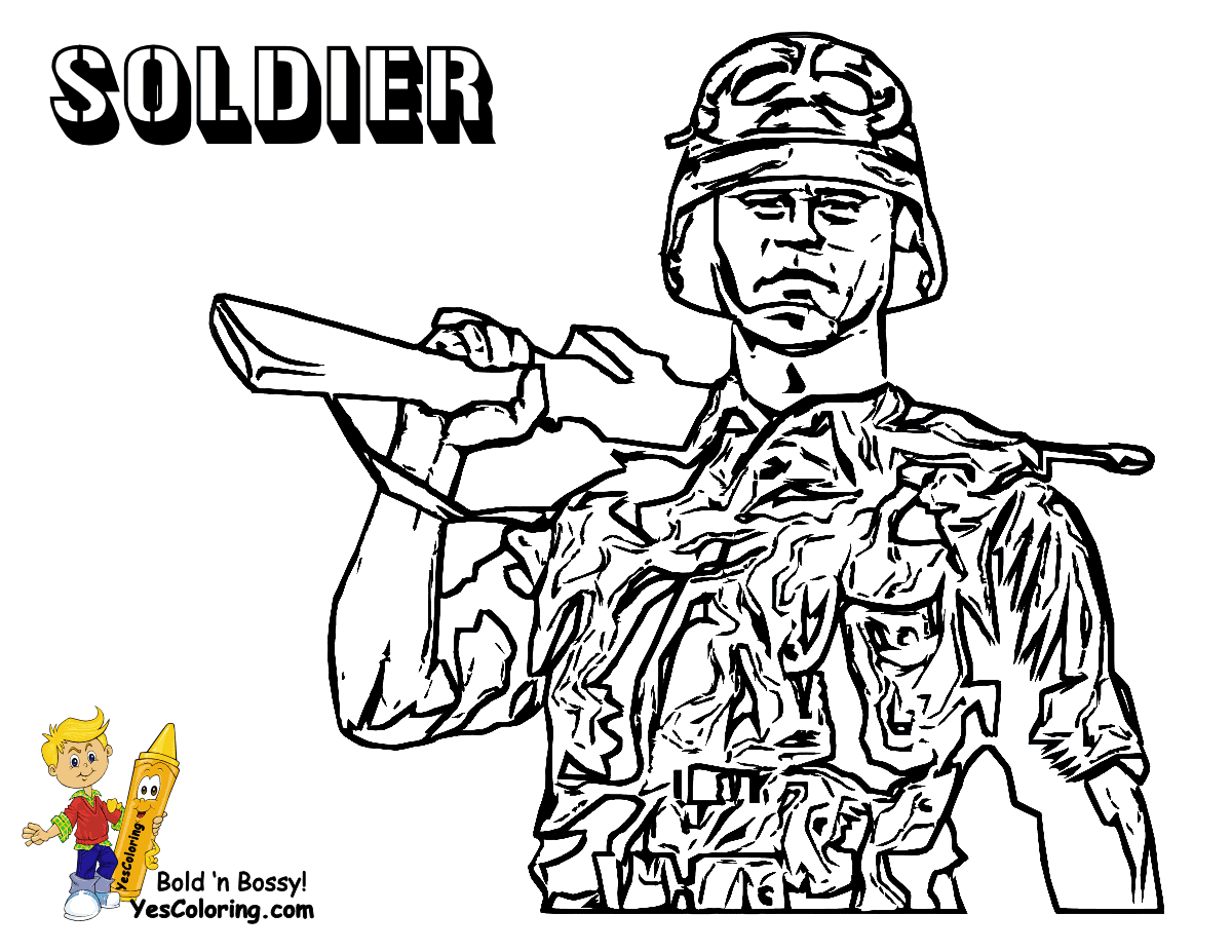 Army soldier coloring page