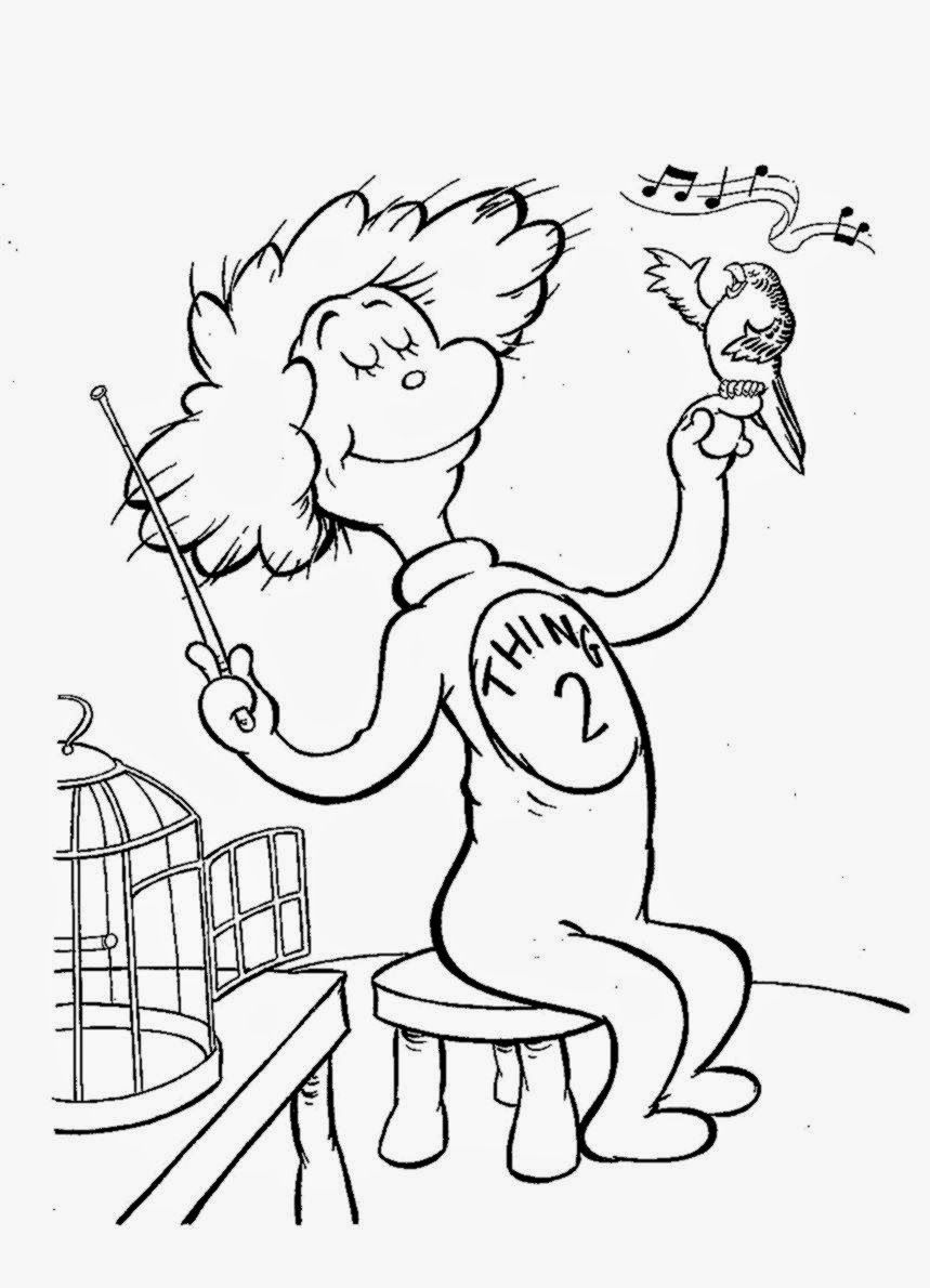 Easy cat in the hat coloring pages