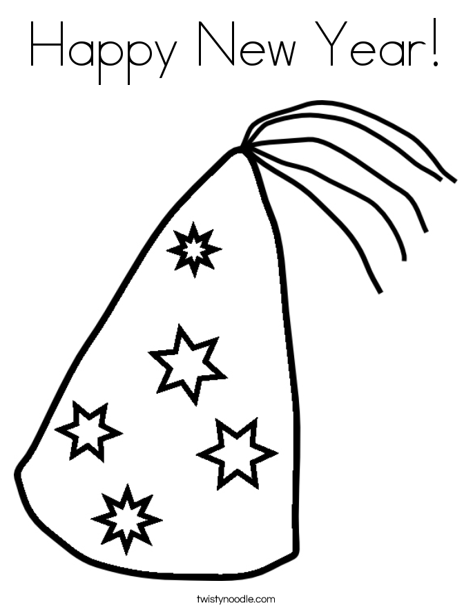Free happy new year hat coloring pages, download free happy new year