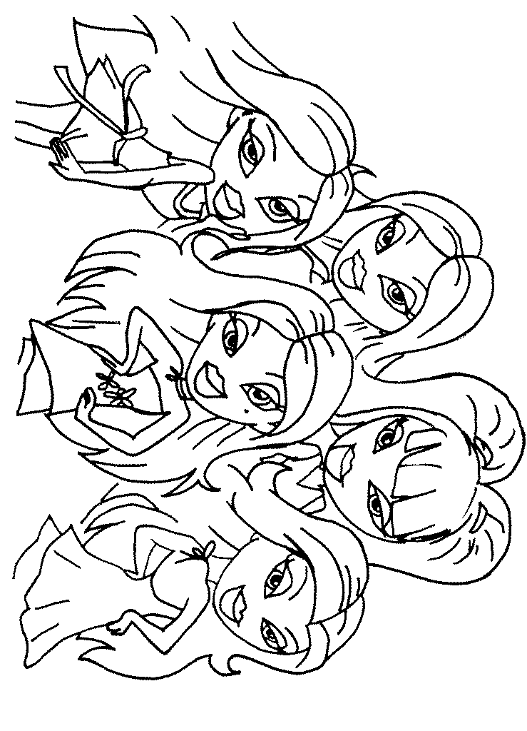 Bratz the group coloring pages