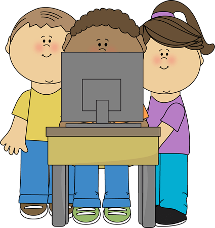 Kids On Computers Clipart Image