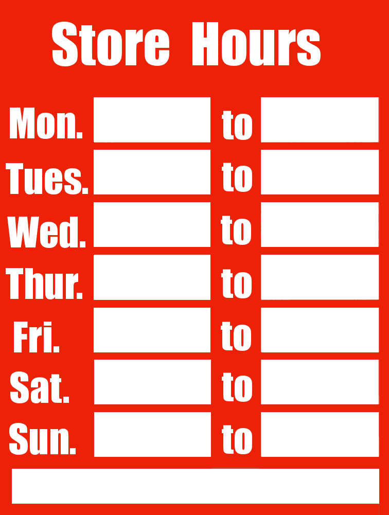Store Hours Template Printable Clip Art Library