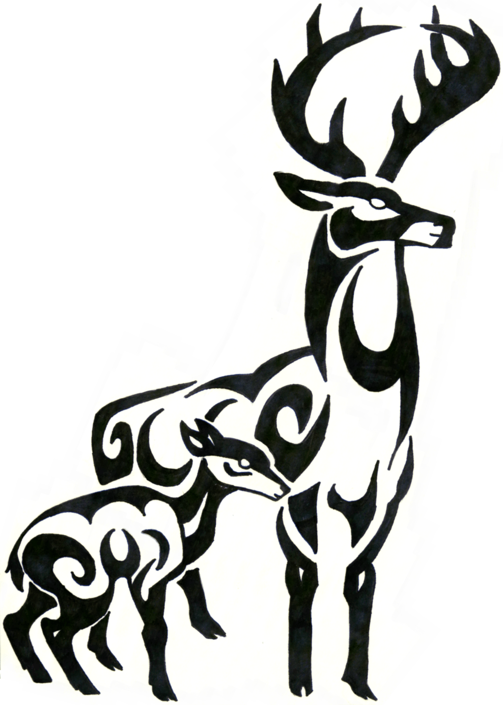 Bull Elk Tattoo Tribal - Clip Art Library 1434_x_1024_png