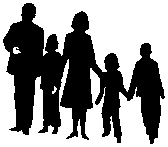 Silhouette of a family walking hand in hand. Three Family Cliparts Cliparts Zone