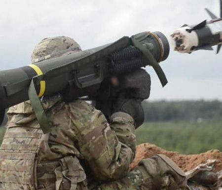 Soldier holding Javelin anti-tank missile