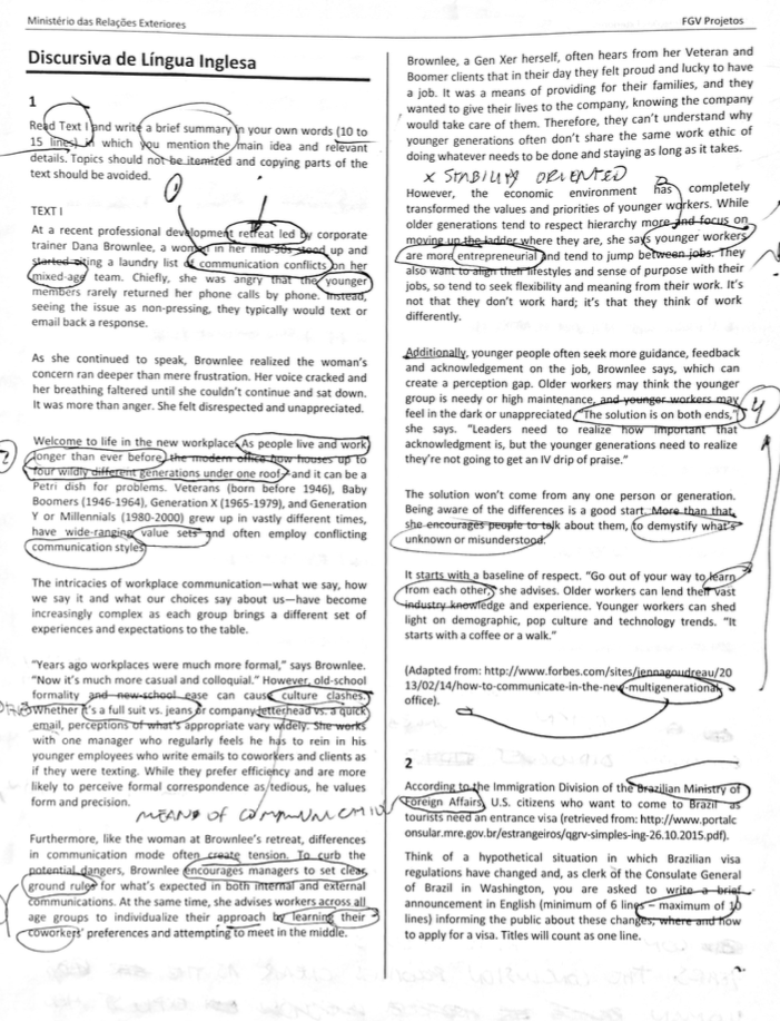 prova discursivas de oficial de chancelaria (Inglês) 1