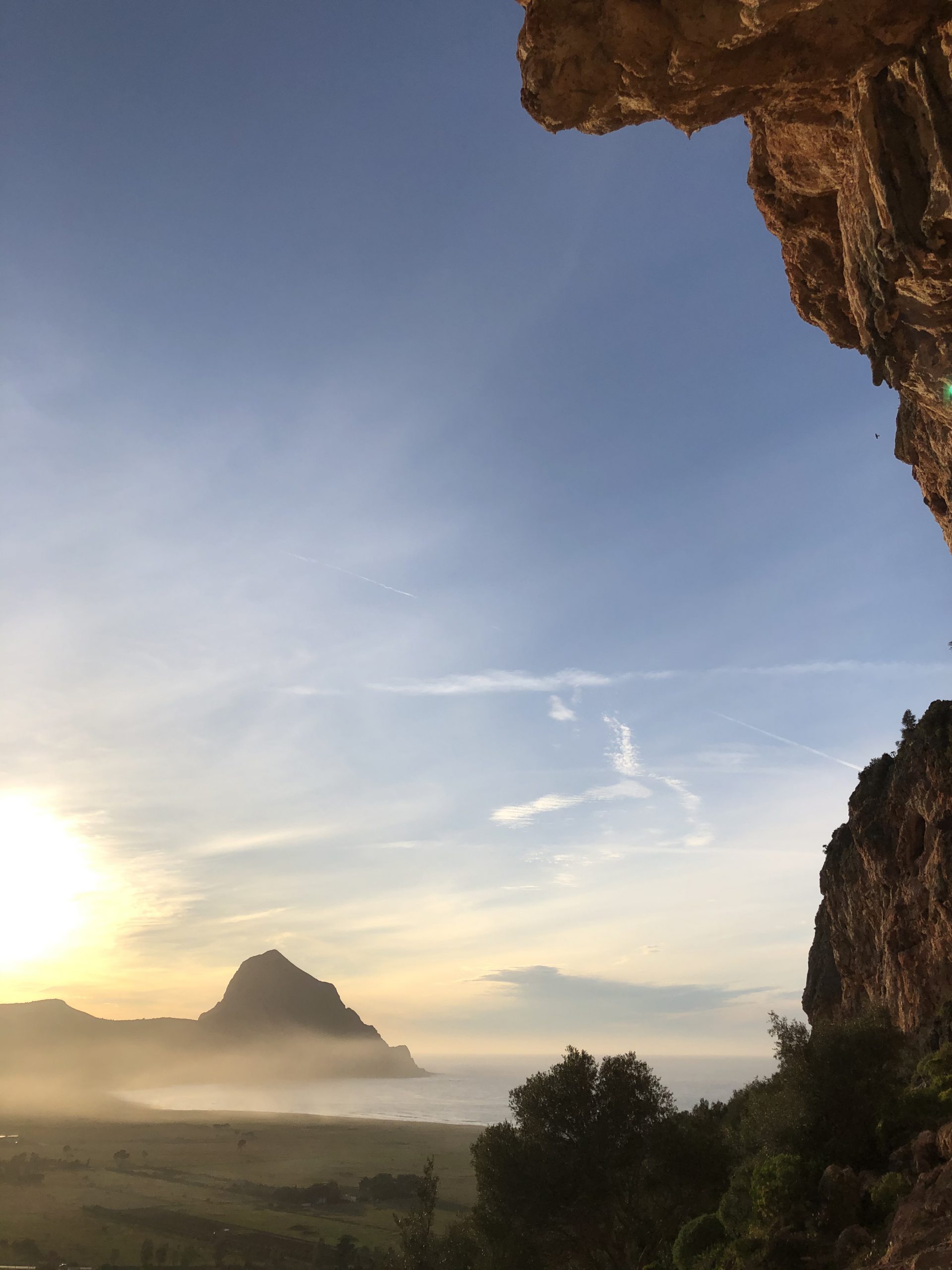 Pinching myself at the Crown of Aragon crag, outside of San Vito Lo Capo, Sicily.
