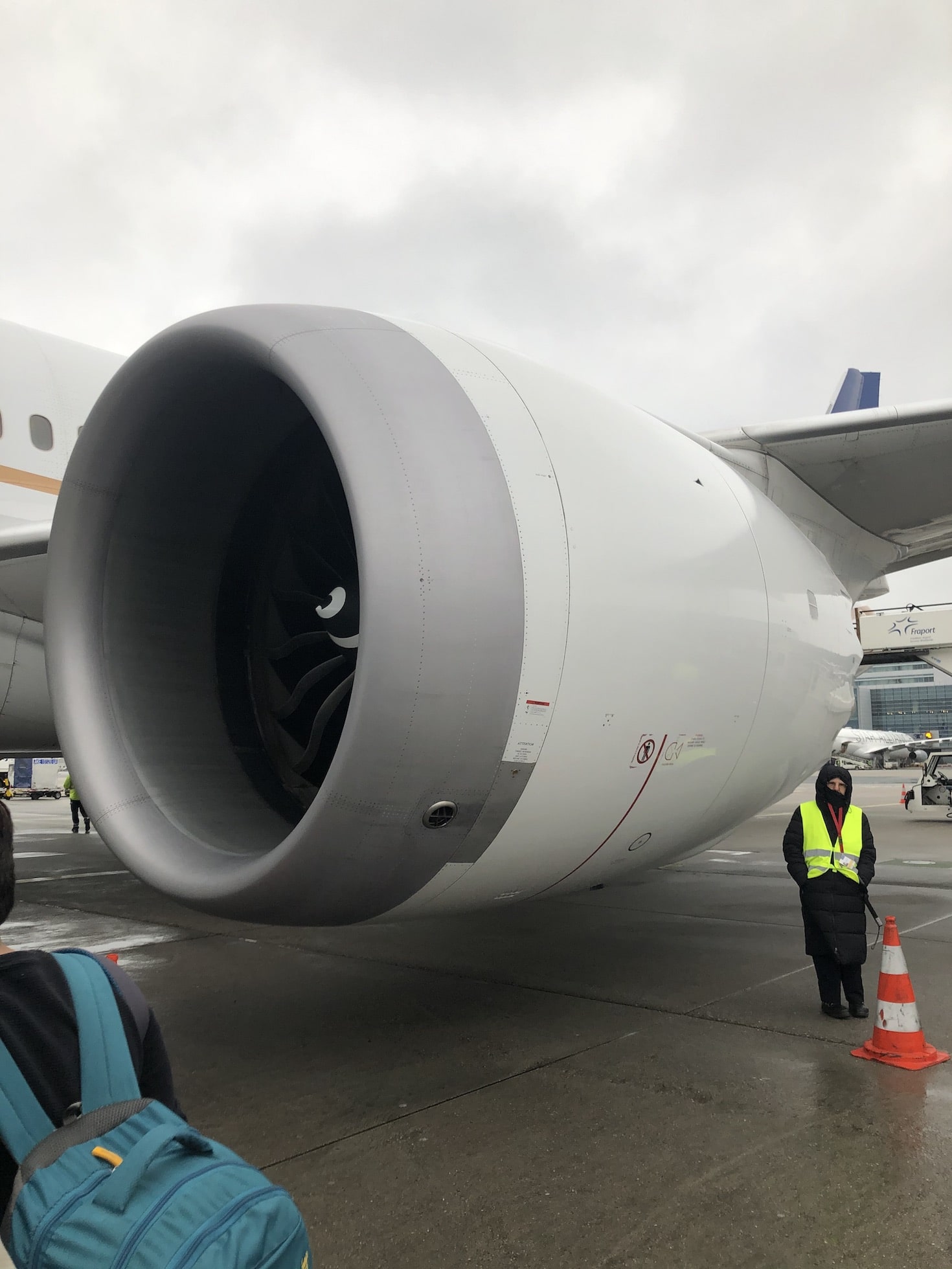 Big engines and small people. Frankfurt, Germany. February 23, 2020. Normally the beginning of Monday blues.