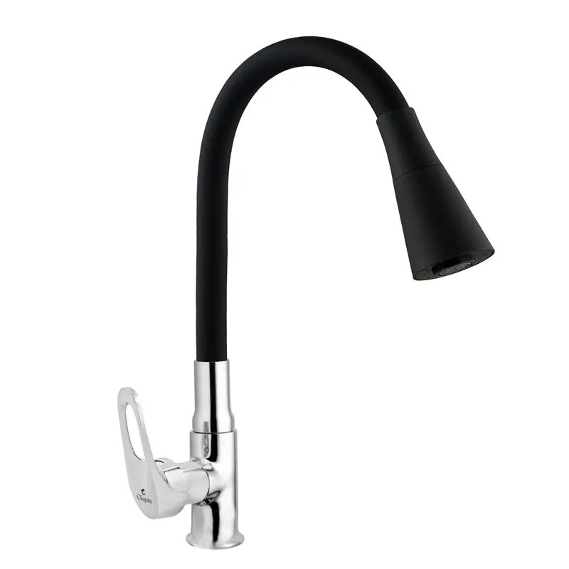 Cliquin Flexible Brass Swan Neck Faucet with Black Dual Flow Silicon Spout (Nexa)