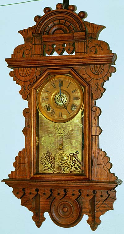 Russell & Jones Hanging Oak Parlor Clock