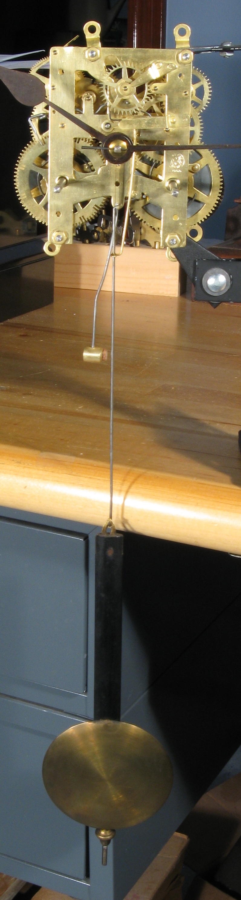 Original Mainsprings in a New Haven Long Drop Octagon Clock