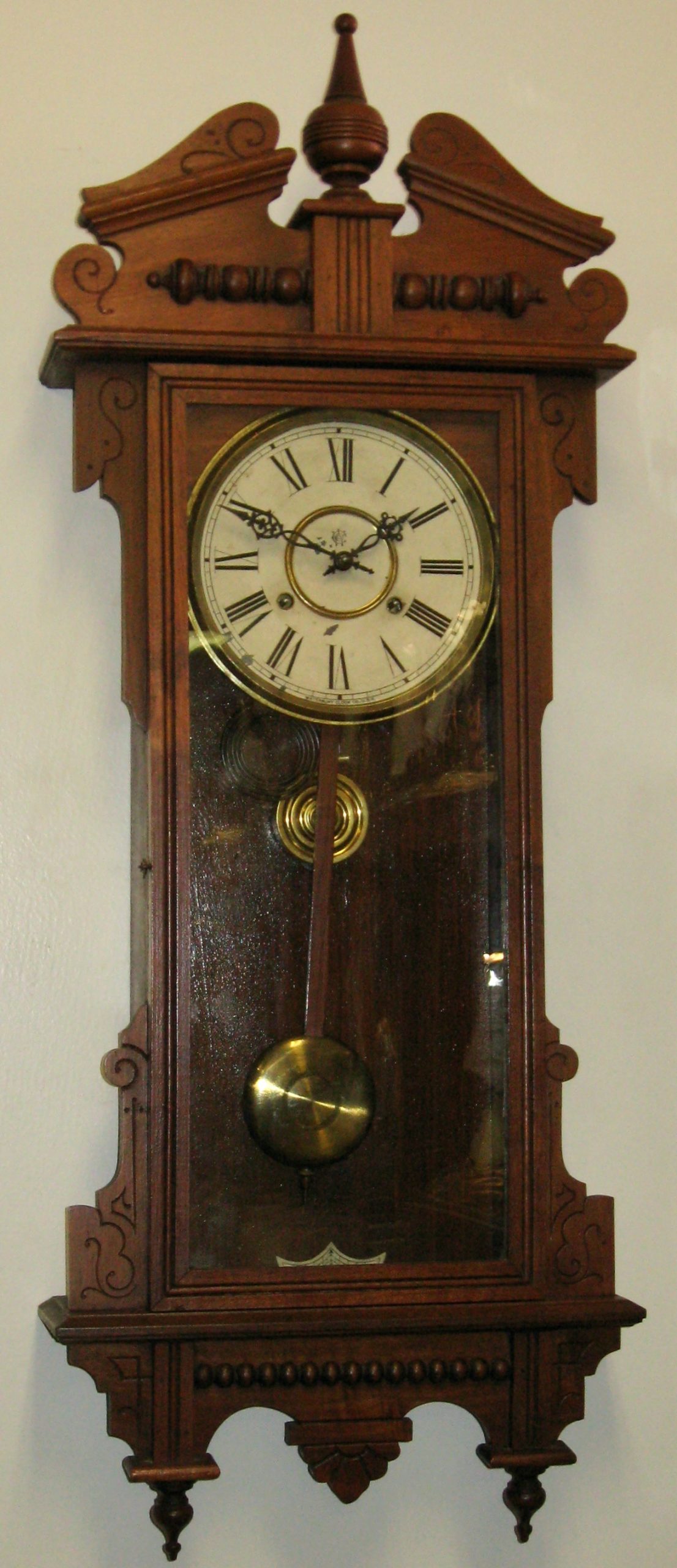 Waterbury “Eton” Walnut Cased Wall Clock