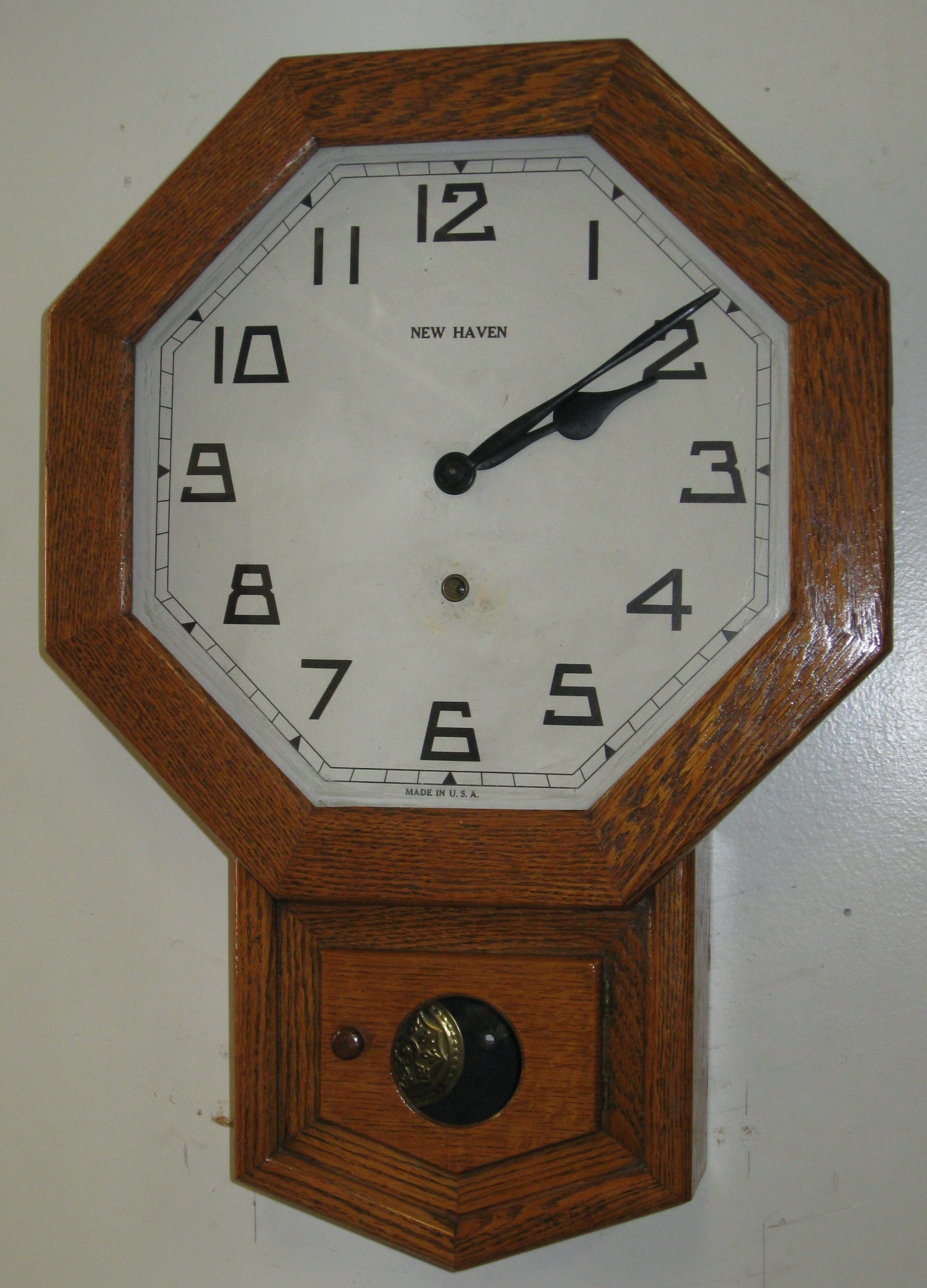 New Haven Oak Drop Octagon Wall Clock