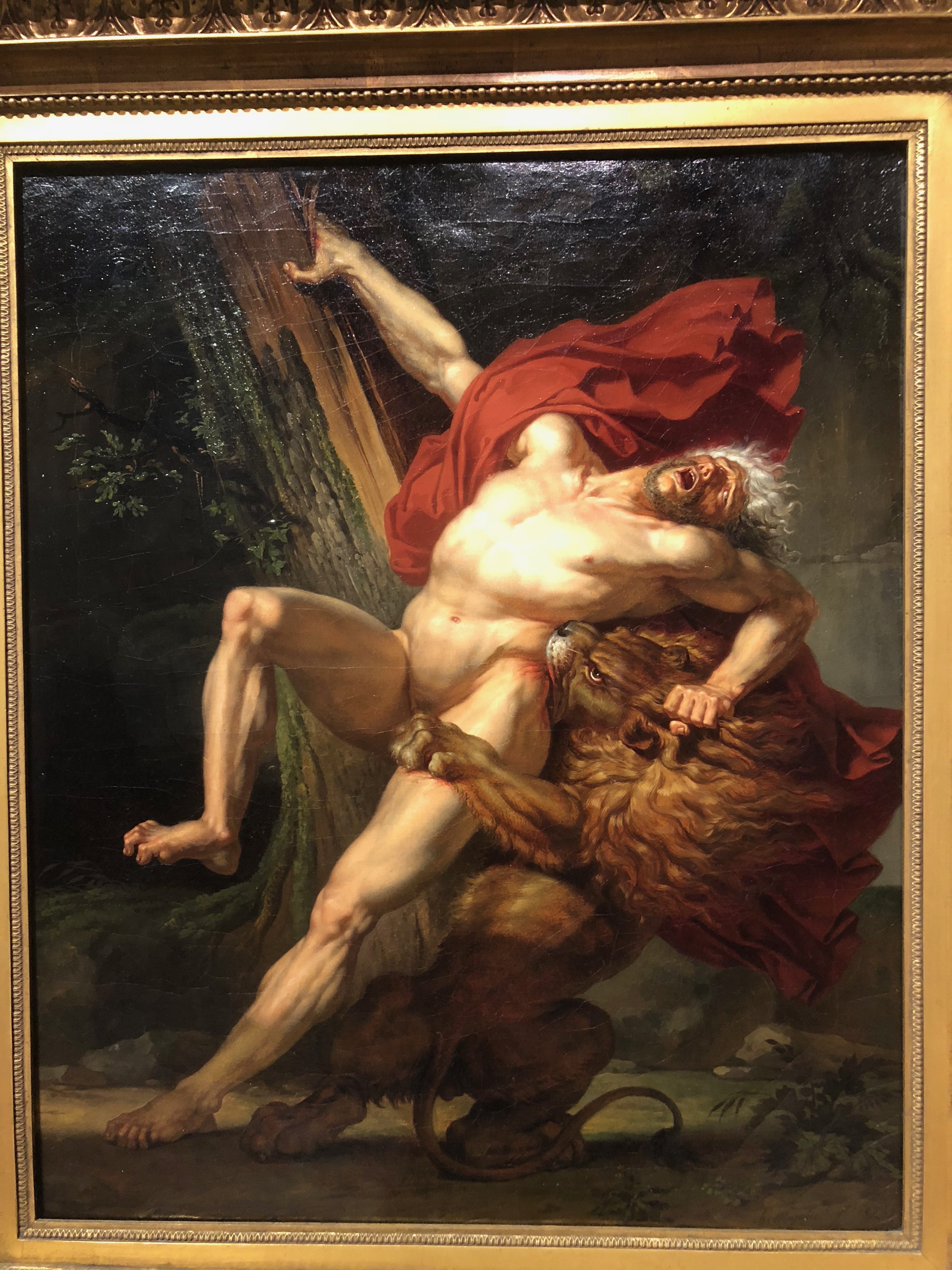Milon de Crotone, voulant essayer sa force, est surpris et dévoré par un lion (Charles Meynier, 1795)