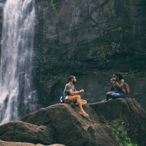 waterfall couple