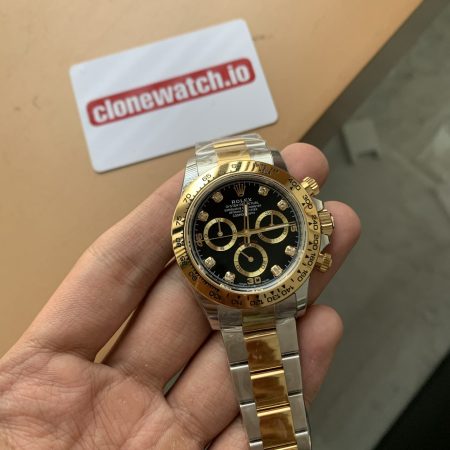 Rolex Daytona Superclone Two Tone Diamond Markers Black Dial