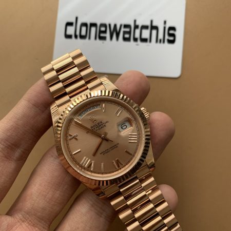 Rolex Day-Date 40 Super Clone Everose Gold Sundust Dial 3255 Swiss Clone