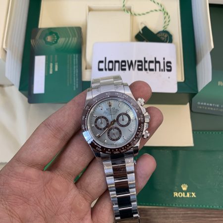 1:1 Fake Rolex Daytona Oyster Platinum Ice-blue Dial Super clone watch