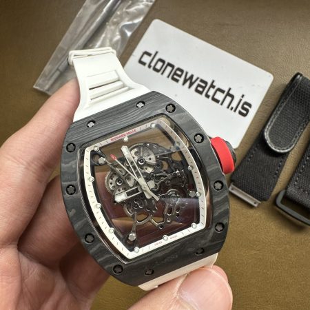 Superclone RM055 Black NTPT Carbon Fiber Case White Strap