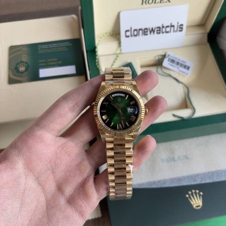 Rolex Day-Date Super Clone 228238 Yellow Gold Green Ombre Roman Numeral Dial