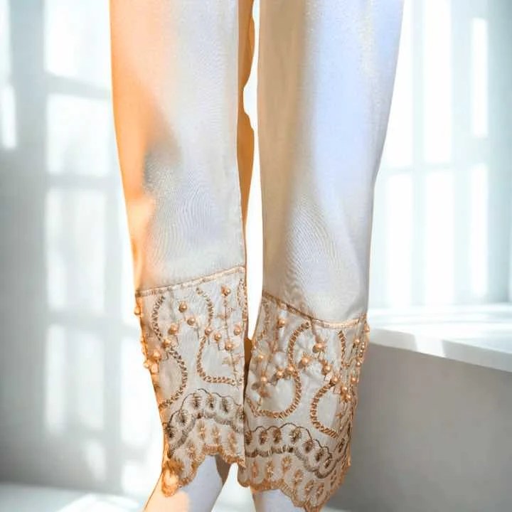 Dazzling Gold Embellished Trouser Trouser Maysuri Maysoori Bottoms Shalwar Dupatta Hijab Style clothifydotpk.com