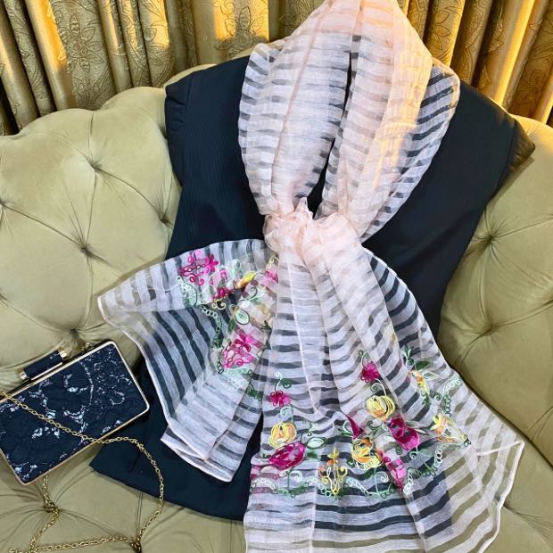 Organza Embroidered Hijab Clothifydotpk