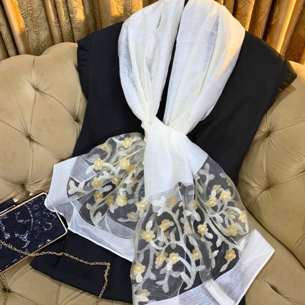 Organza Embroidered Hijab Clothifydotpk
