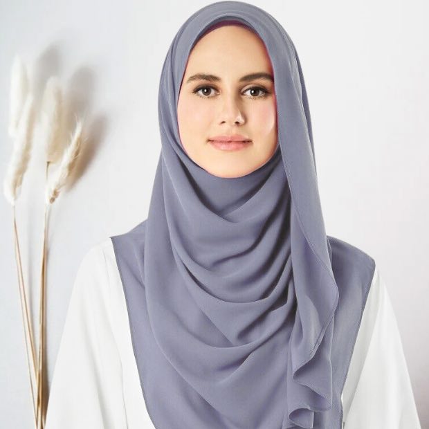 Misty Graphite Instant double loop hijab Ready to wear hijab Chiffon Georgette Hijab Clothifydotpk