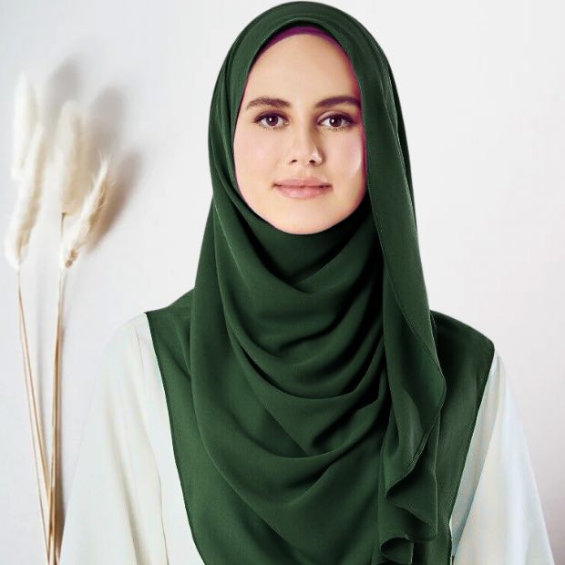 Bottle Green Instant double loop hijab Ready to wear hijab Chiffon Georgette Hijab Clothifydotpk