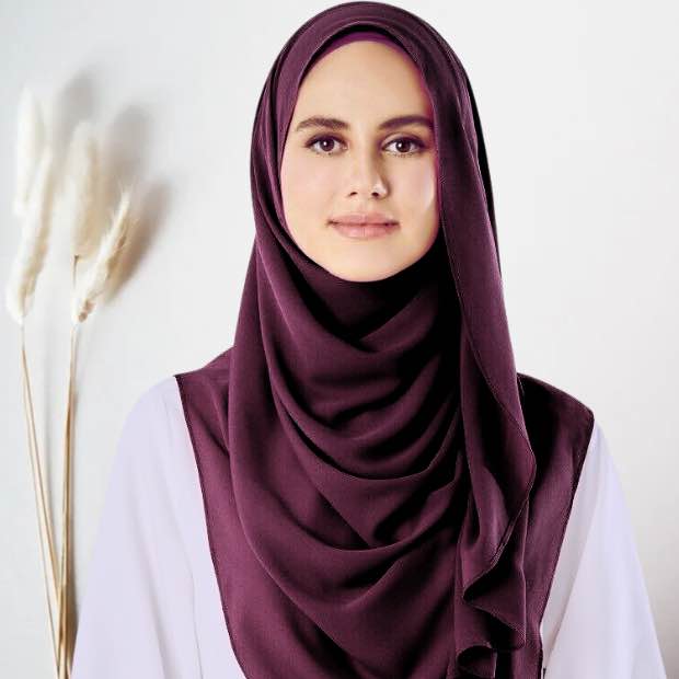Raspberry Instant double loop hijab Ready to wear hijab Chiffon Georgette Hijab Clothifydotpk
