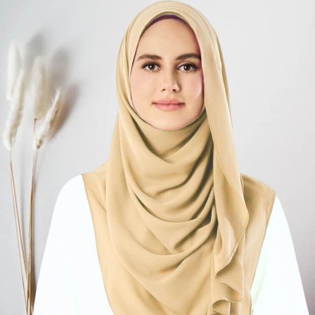 Marigold Instant double loop hijab Ready to wear hijab Chiffon Georgette Hijab Clothifydotpk