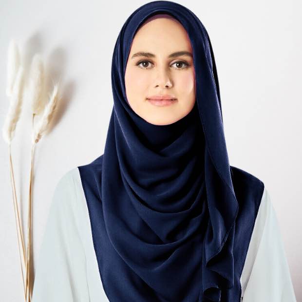 Navy Blue Instant double loop hijab Ready to wear hijab Chiffon Georgette Hijab Clothifydotpk