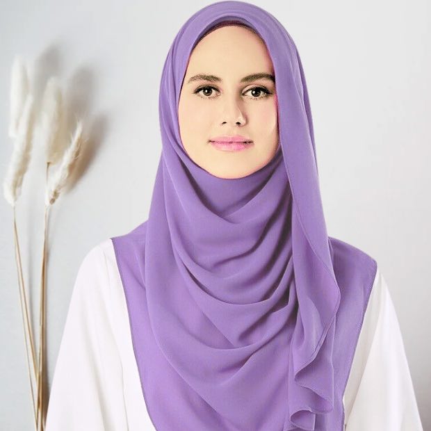 Instant double loop hijab Ready to wear hijab Chiffon Georgette Hijab Clothifydotpk Lilac