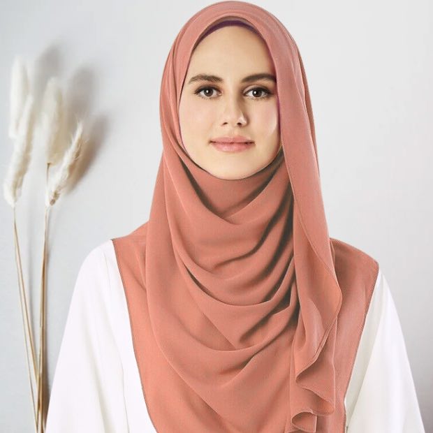Salmon Instant double loop hijab Ready to wear hijab Chiffon Georgette Hijab Clothifydotpk