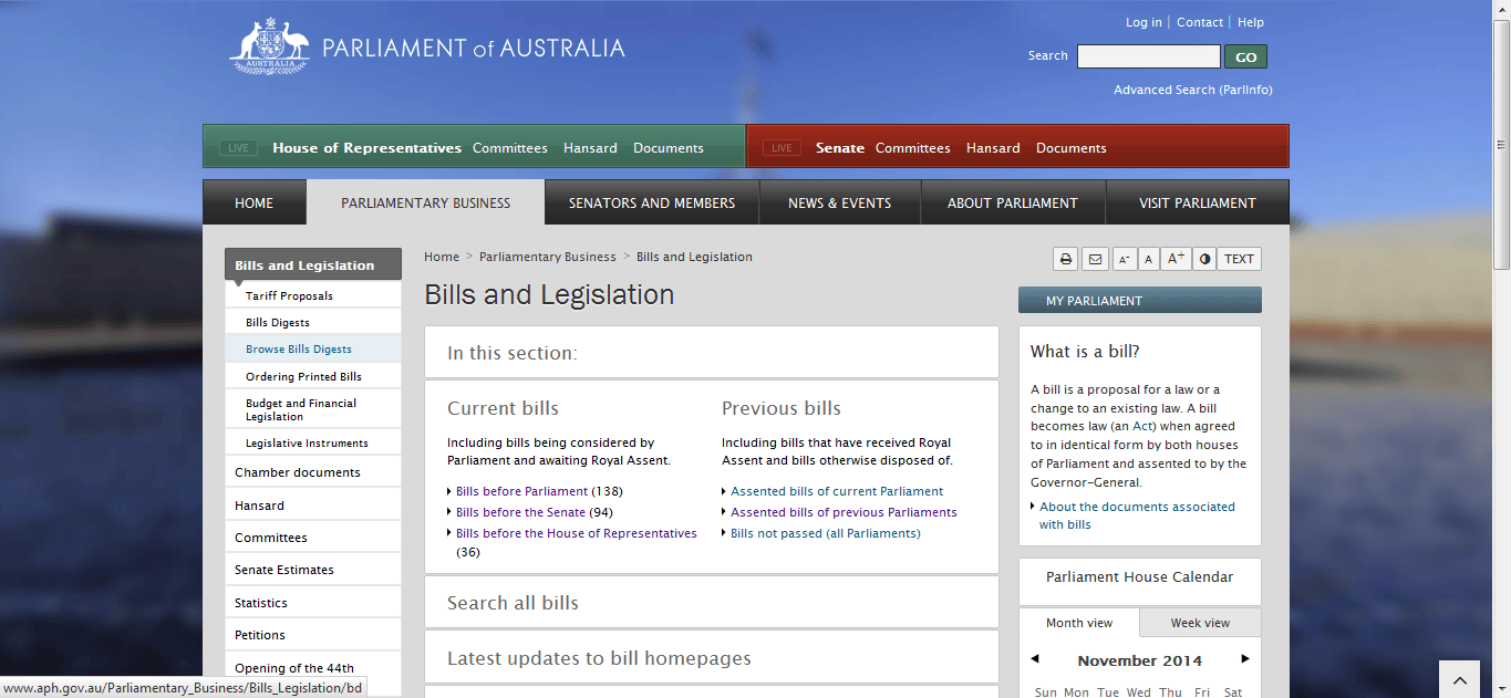 Fig. 9 Click on browse bills digests
